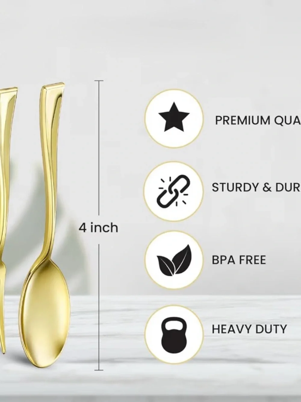 100 Pc Mini Gold Plastic Spoons & Forks + 18 Bonus Forks Party Dessert Appetizer